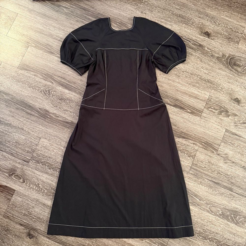 Madewell Puff-Sleeve Drop-Waist Midi Dress New